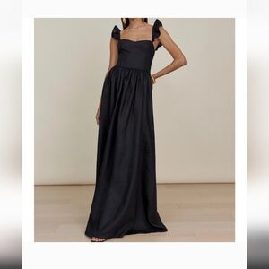 Reformation Vecchio Dress (Black) size 6 maxi gown linen